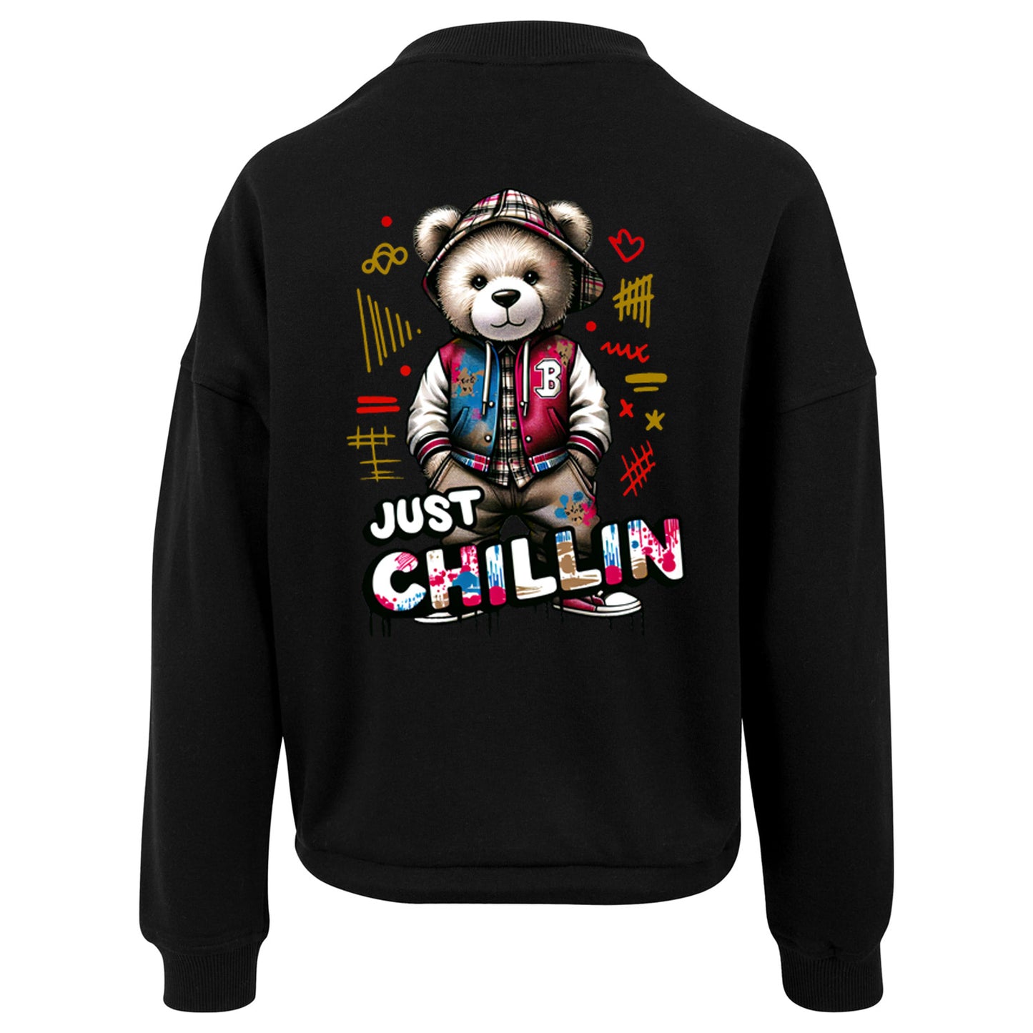 Ladies Oversized Sweatshirt -Bear Just Chillin
