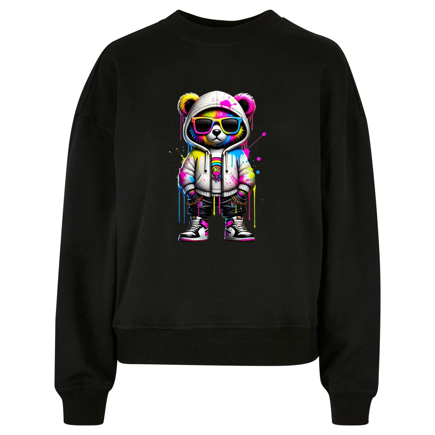 Ladies Oversized Sweatshirt - Bear Sunglas