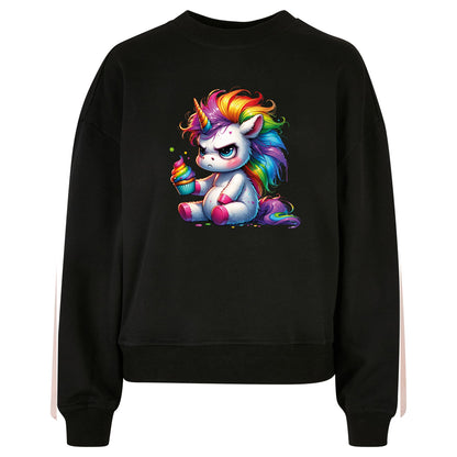 Ladies Oversized Sweatshirt - Einhorn Cupcake