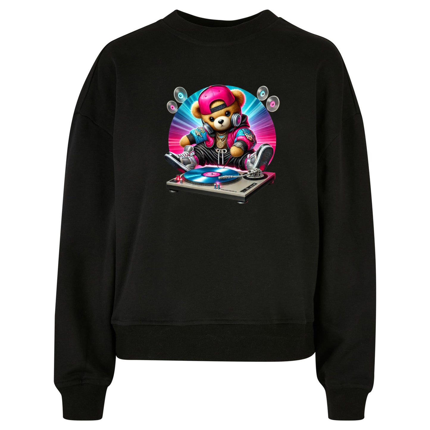 Ladies Oversized Sweatshirt - DJ Teddy Bear