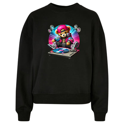 Ladies Oversized Sweatshirt - DJ Teddy Bear