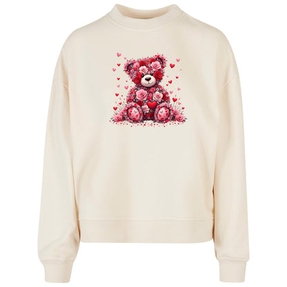 Ladies Oversized Sweatshirt -Teddybär Flower