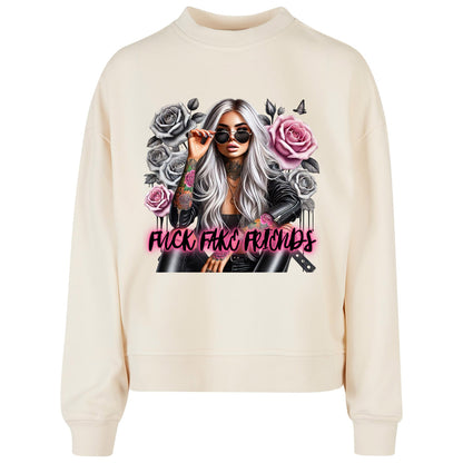 Ladies Oversized Sweatshirt - Woman Fuck Fake Friends