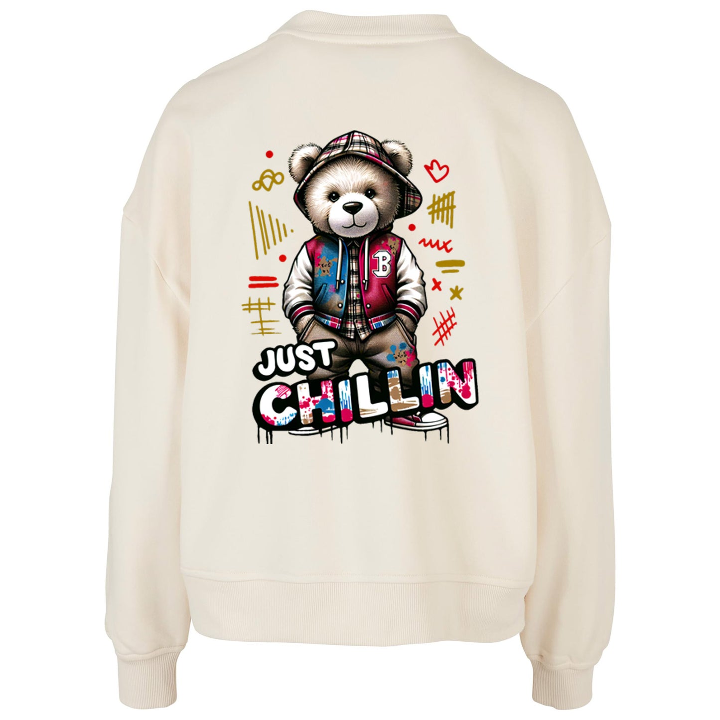 Ladies Oversized Sweatshirt -Bear Just Chillin