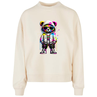 Ladies Oversized Sweatshirt - Bear Sunglas