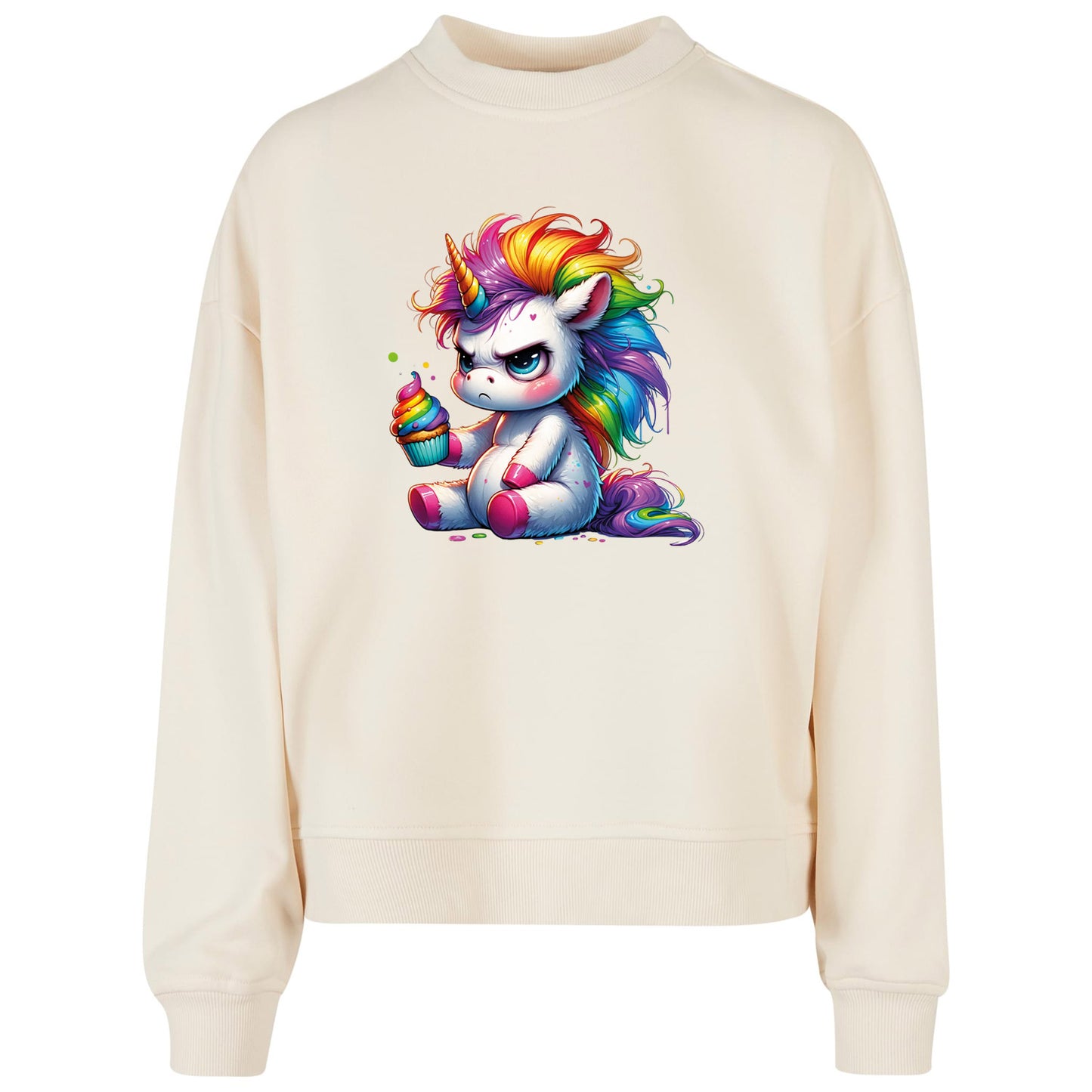 Ladies Oversized Sweatshirt - Einhorn Cupcake