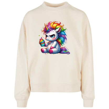 Ladies Oversized Sweatshirt - Einhorn Cupcake