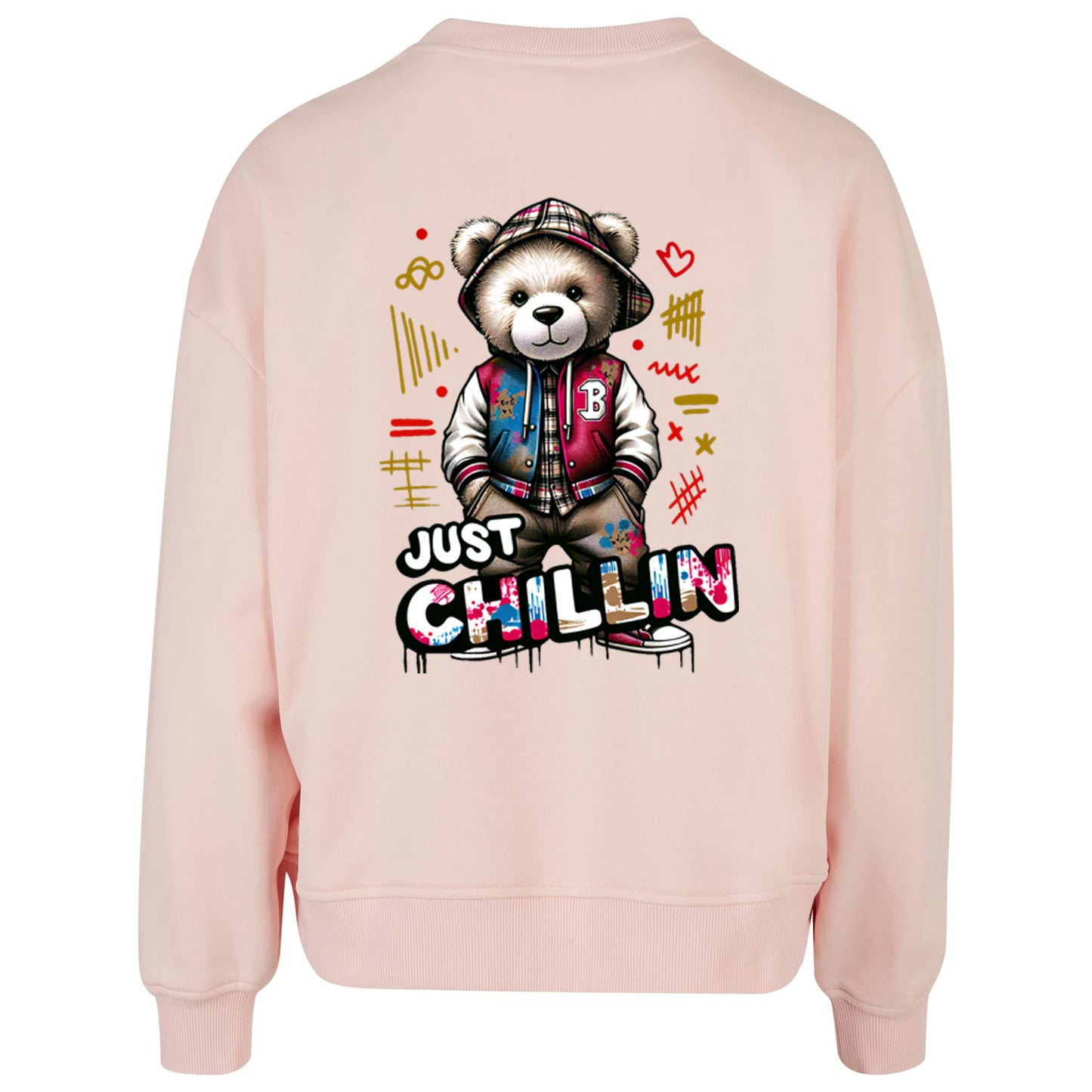 Ladies Oversized Sweatshirt -Bear Just Chillin