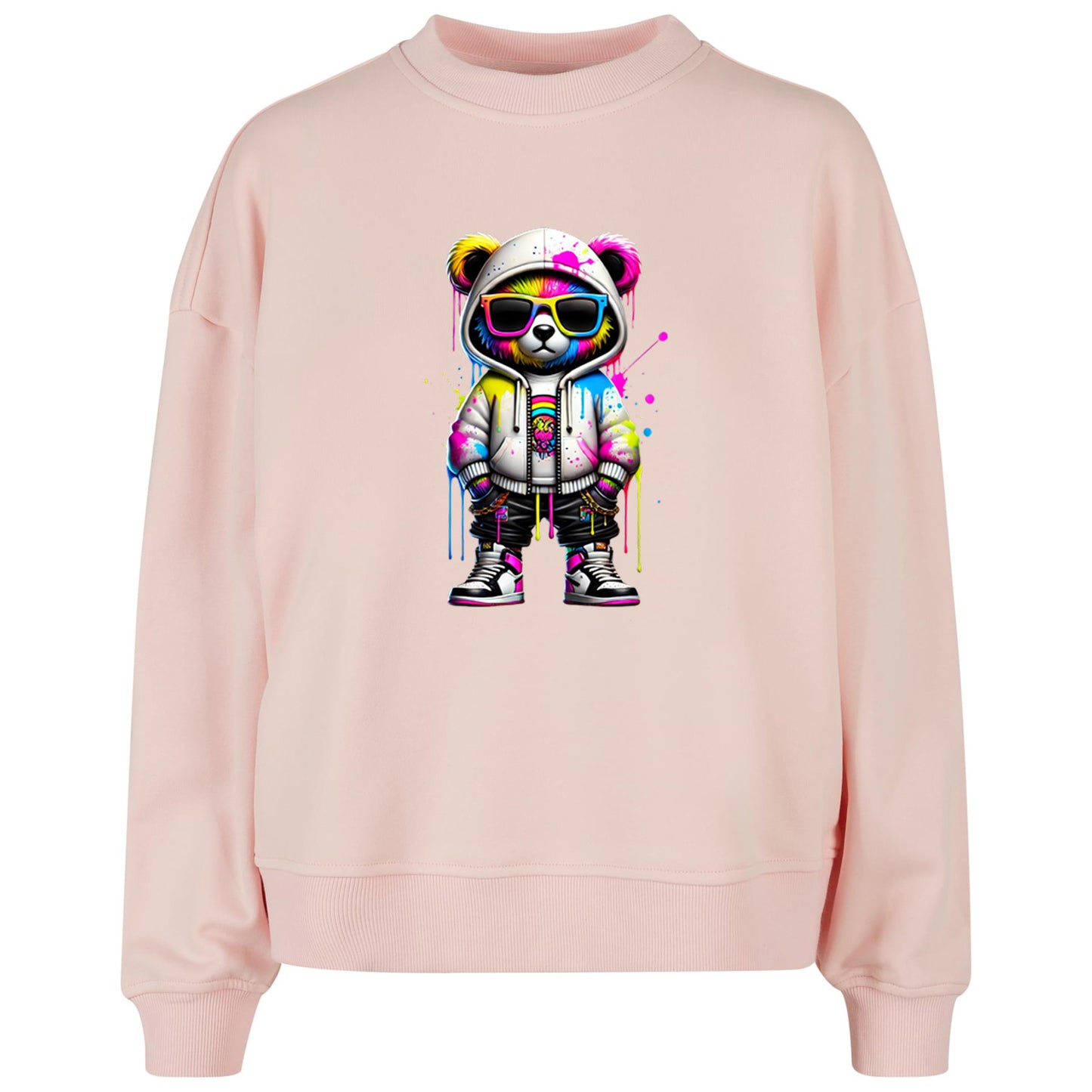 Ladies Oversized Sweatshirt - Bear Sunglas