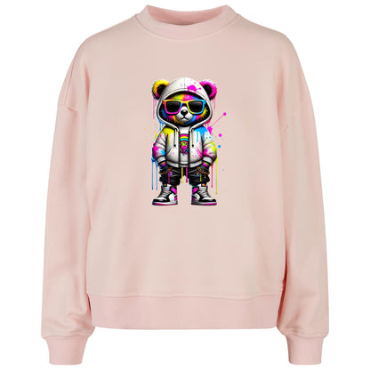 Ladies Oversized Sweatshirt - Bear Sunglas
