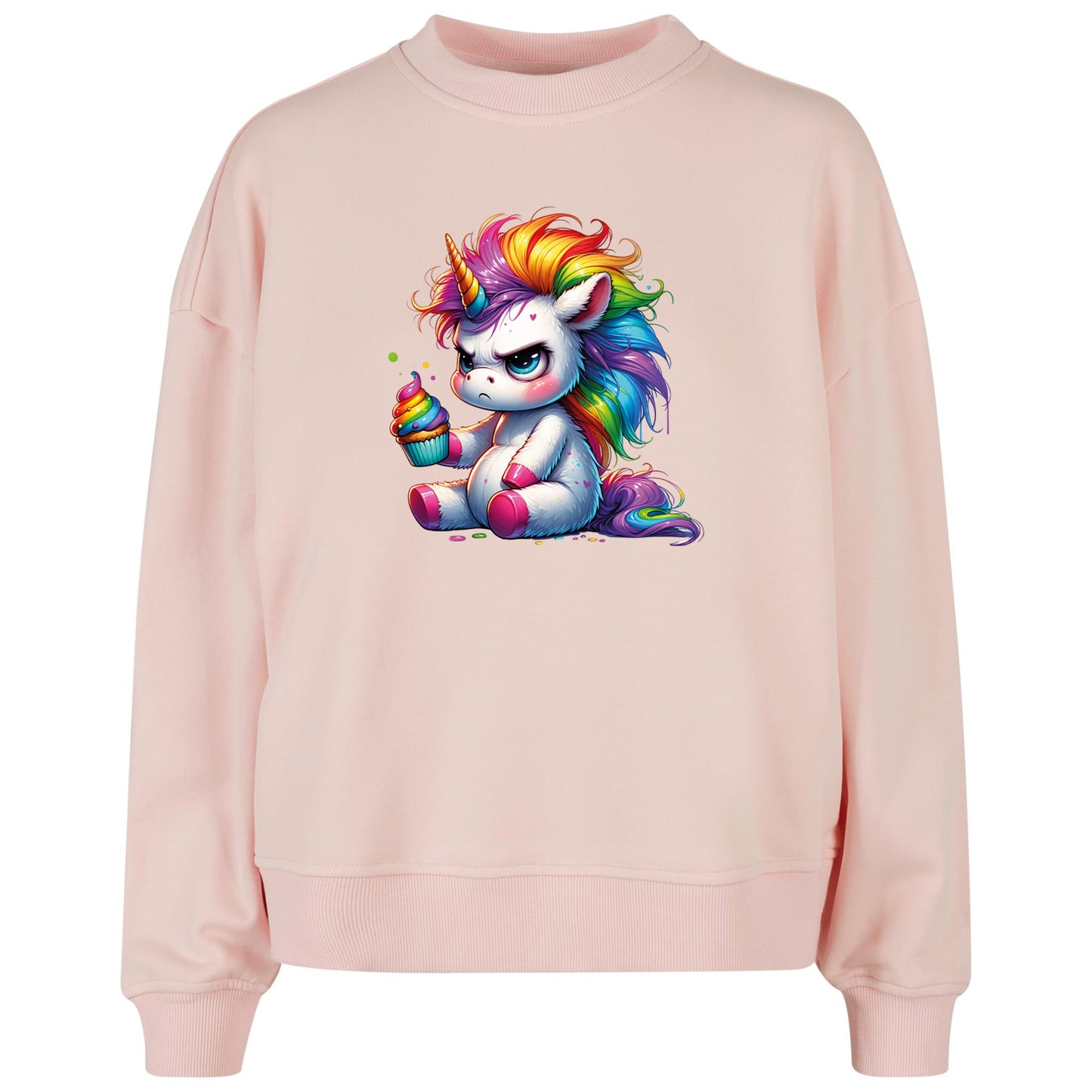 Ladies Oversized Sweatshirt - Einhorn Cupcake