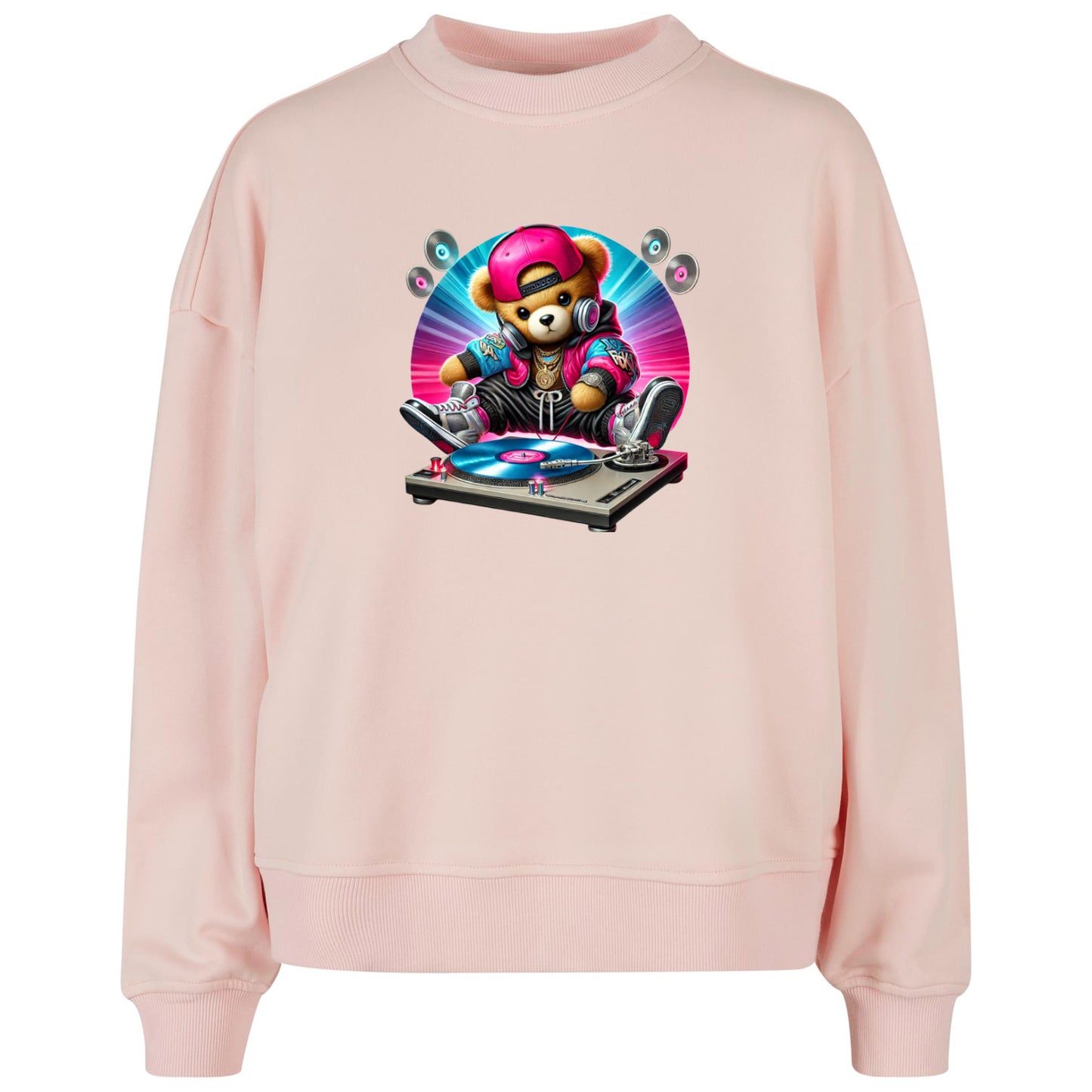 Ladies Oversized Sweatshirt - DJ Teddy Bear