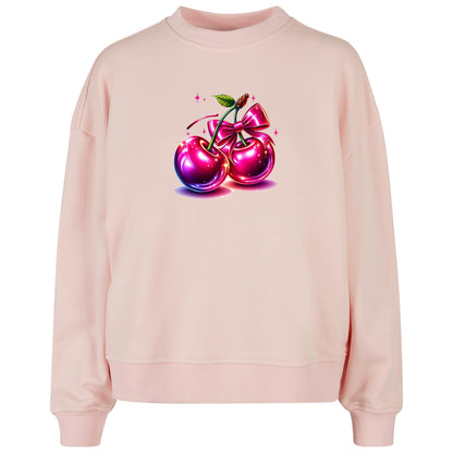 Ladies Oversized Sweatshirt -Pink Cherry Kirsche