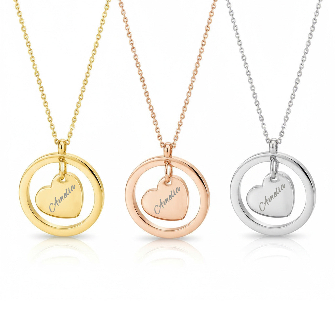 Personalisierte Herz Edelstahl Kette mit Namen & Datum | Gravur Schmuck
