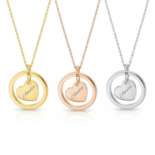 Personalisierte Herz Edelstahl Kette mit Namen & Datum | Gravur Schmuck