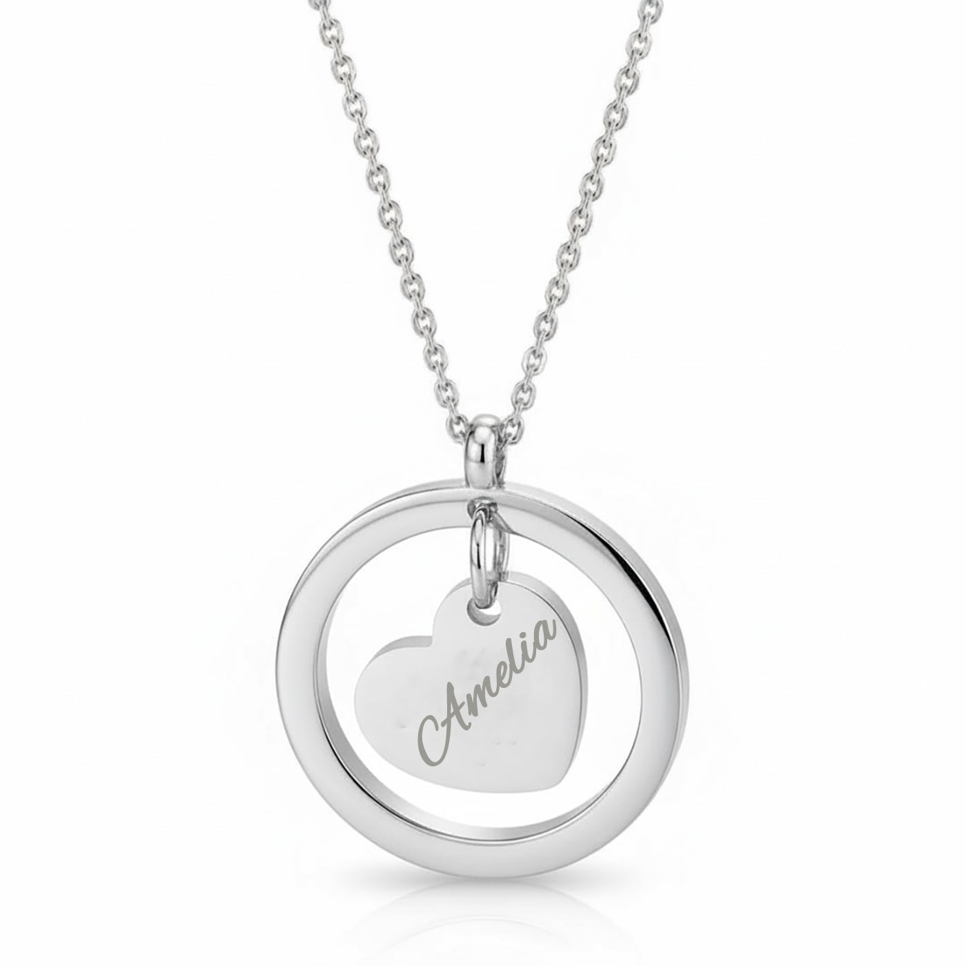 Personalisierte Herz Edelstahl Kette mit Namen & Datum | Gravur Schmuck