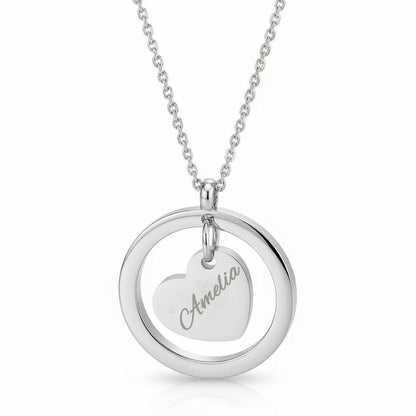 Personalisierte Herz Edelstahl Kette mit Namen & Datum | Gravur Schmuck