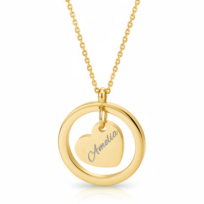 Personalisierte Herz Edelstahl Kette mit Namen & Datum | Gravur Schmuck