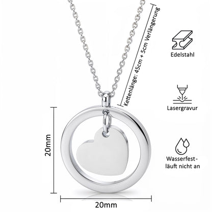 Personalisierte Herz Edelstahl Kette mit Namen & Datum | Gravur Schmuck