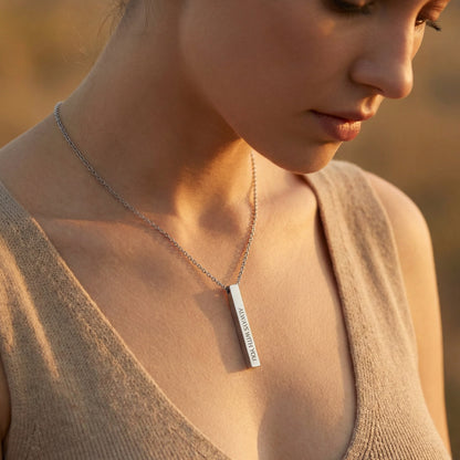 Personalisierte Stab Edelstahl Kette mit Namen & Datum | Gravur Schmuck