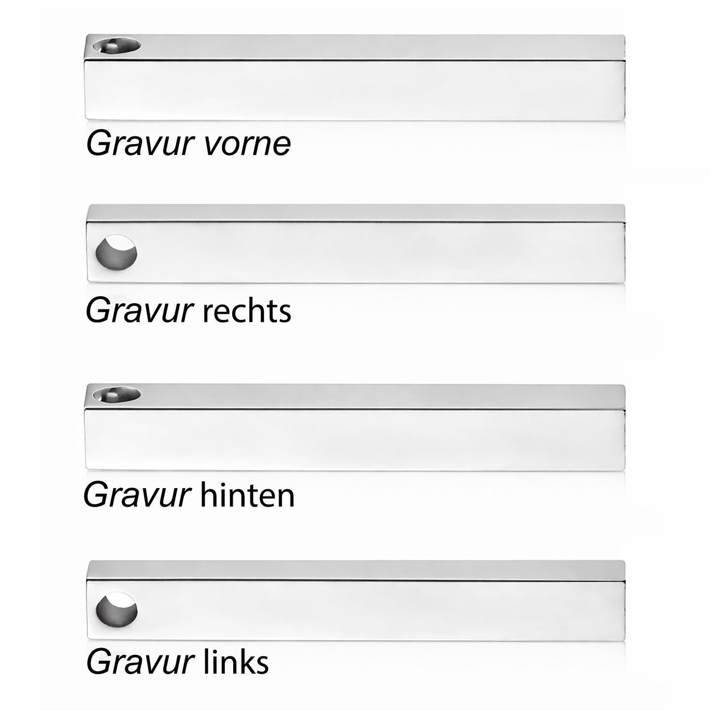 Personalisierte Stab Edelstahl Kette mit Namen & Datum | Gravur Schmuck