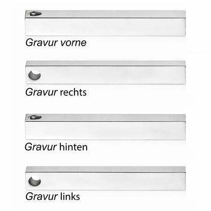 Personalisierte Stab Edelstahl Kette mit Namen & Datum | Gravur Schmuck