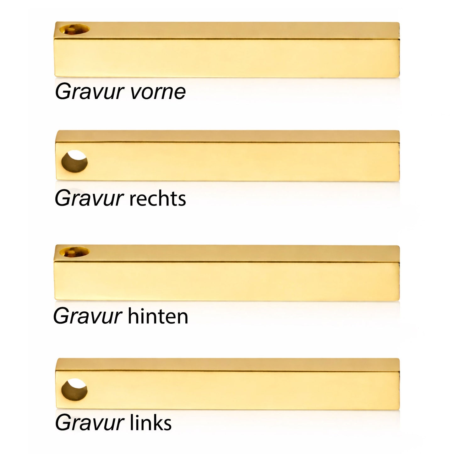 Personalisierte Stab Edelstahl Kette mit Namen & Datum | Gravur Schmuck