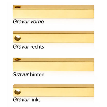 Personalisierte Stab Edelstahl Kette mit Namen & Datum | Gravur Schmuck
