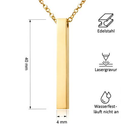 Personalisierte Stab Edelstahl Kette mit Namen & Datum | Gravur Schmuck