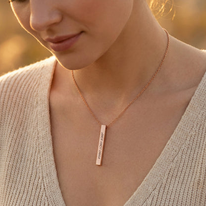 Personalisierte Stab Edelstahl Kette mit Namen & Datum | Gravur Schmuck