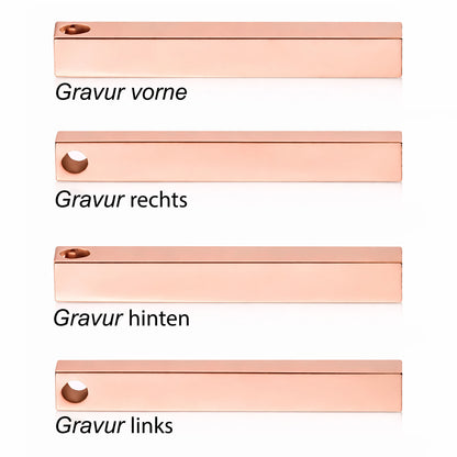 Personalisierte Stab Edelstahl Kette mit Namen & Datum | Gravur Schmuck