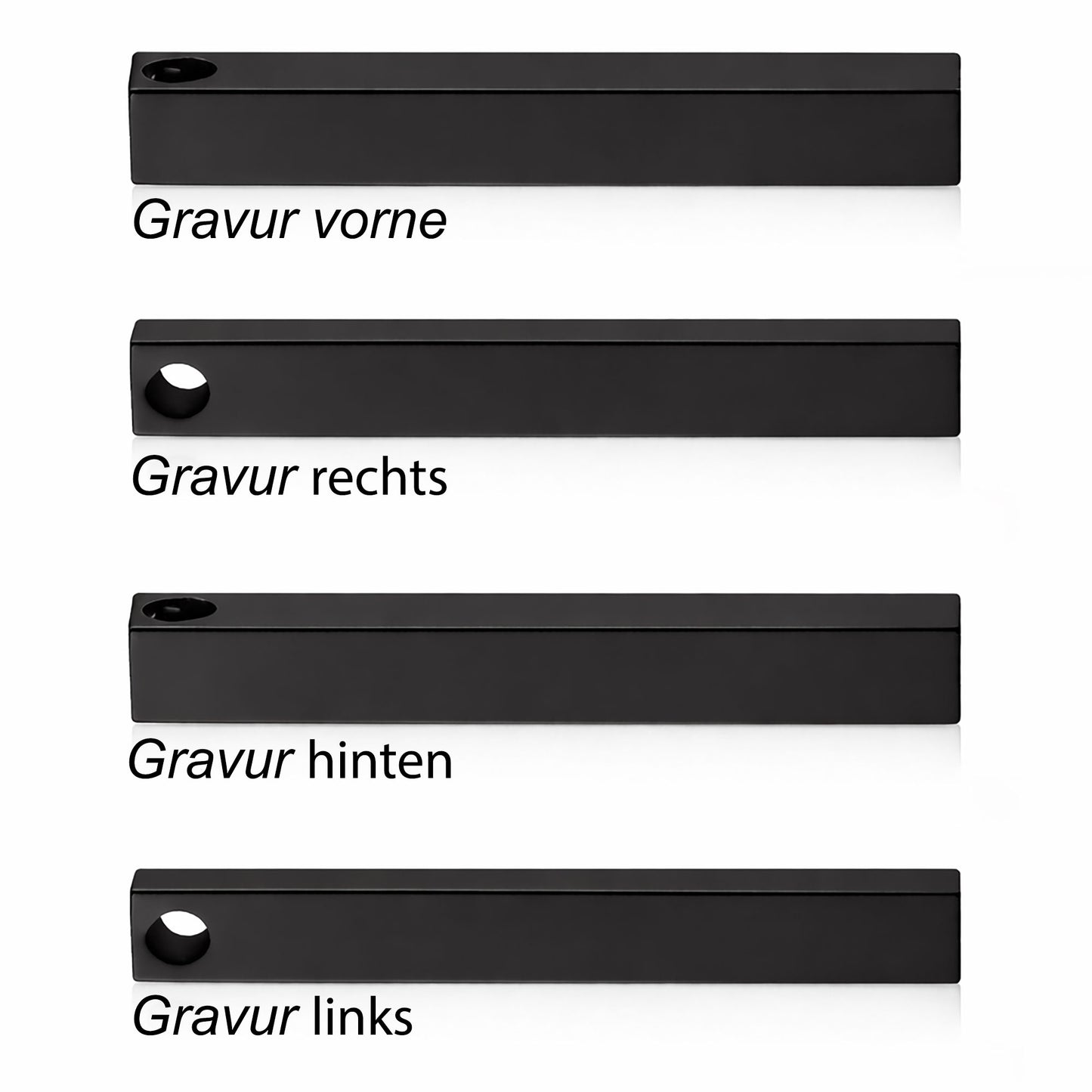 Personalisierte Stab Edelstahl Kette mit Namen & Datum | Gravur Schmuck