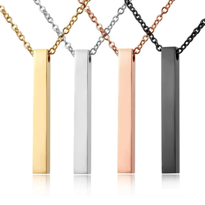Personalisierte Stab Edelstahl Kette mit Namen & Datum | Gravur Schmuck