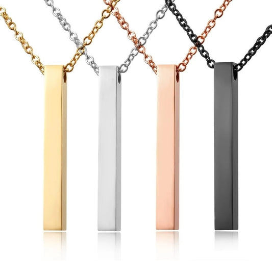Personalisierte Stab Edelstahl Kette mit Namen & Datum | Gravur Schmuck