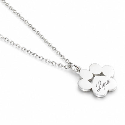 Personalisierte Pfoten Halskette mit Gravur – Edelstahl Schmuck für Hundemama & Katzenmama