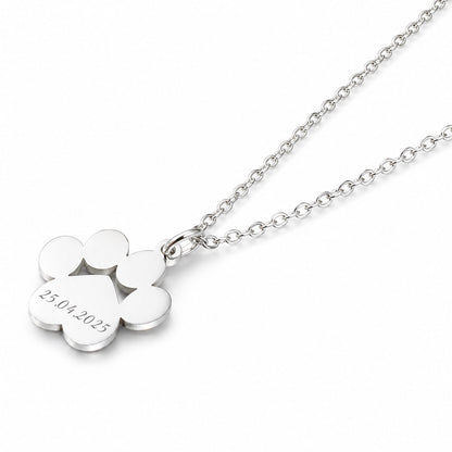 Personalisierte Pfoten Halskette mit Gravur – Edelstahl Schmuck für Hundemama & Katzenmama