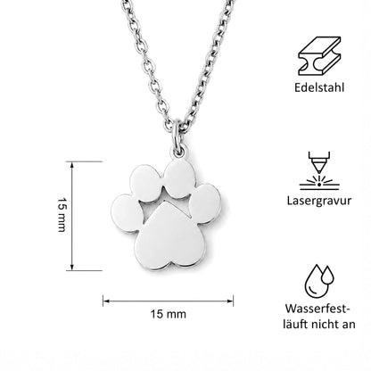 Personalisierte Pfoten Halskette mit Gravur – Edelstahl Schmuck für Hundemama & Katzenmama
