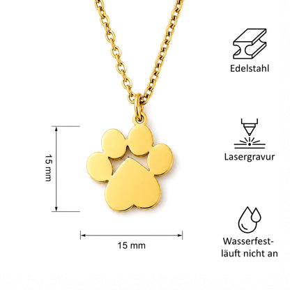 Personalisierte Pfoten Halskette mit Gravur – Edelstahl Schmuck für Hundemama & Katzenmama