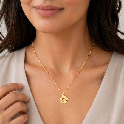 Personalisierte Pfoten Halskette mit Gravur – Edelstahl Schmuck für Hundemama & Katzenmama