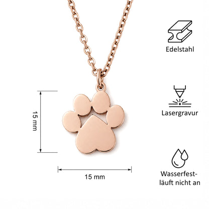 Personalisierte Pfoten Halskette mit Gravur – Edelstahl Schmuck für Hundemama & Katzenmama