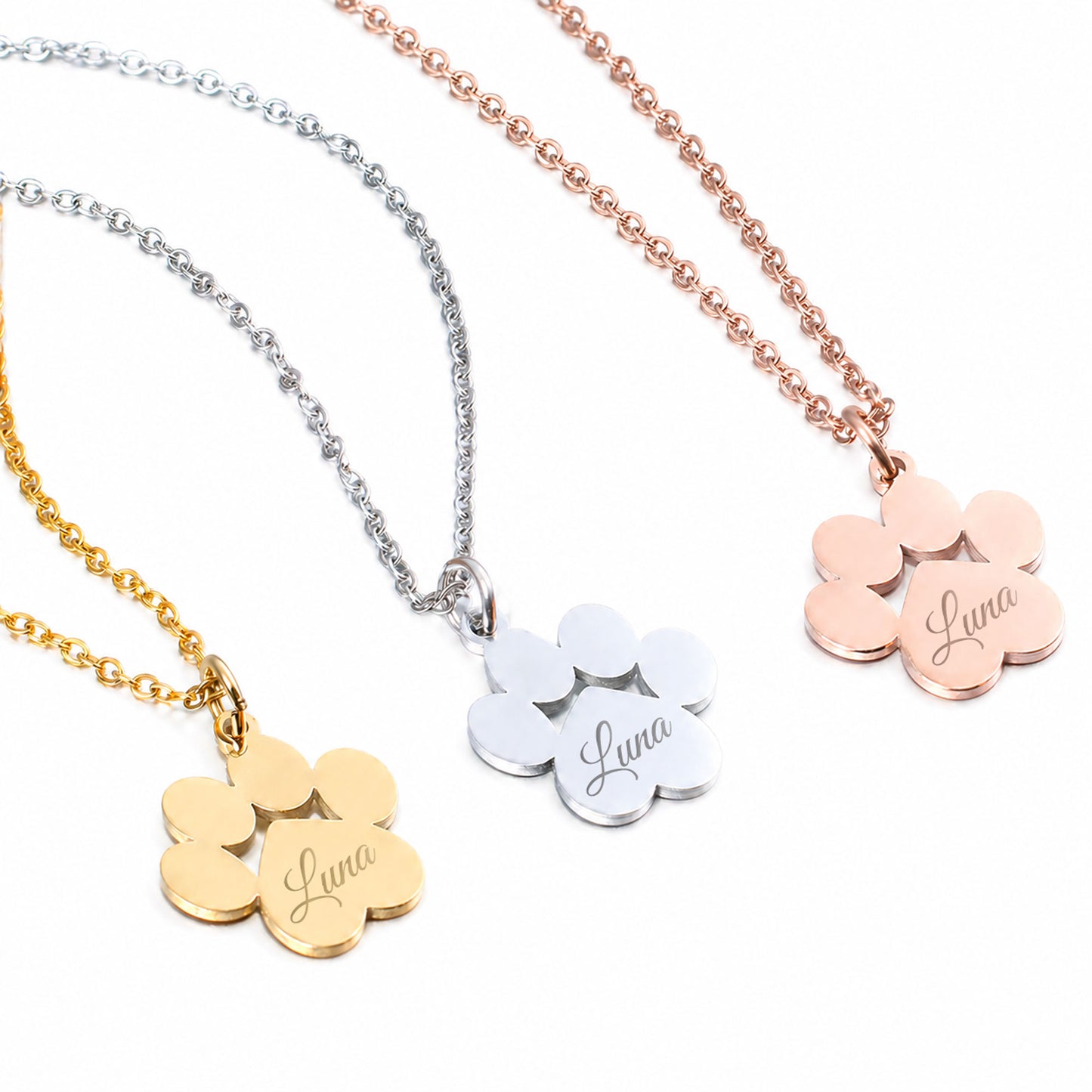 Personalisierte Pfoten Halskette mit Gravur – Edelstahl Schmuck für Hundemama & Katzenmama
