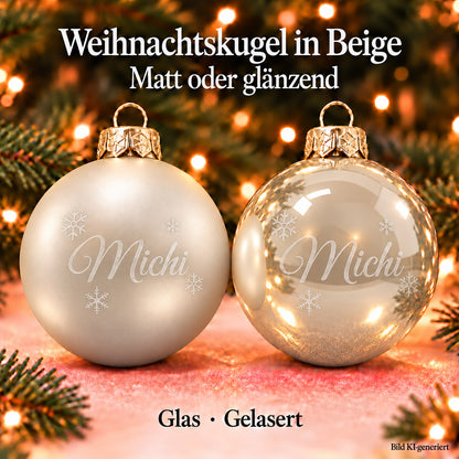 Personalisierte Weihnachtskugel aus Glas mit Wunschtext | Lasergravur