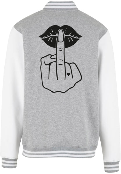 Collage Jacke -  Lippen Lips Mittelfinger