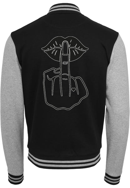 Collage Jacke -  Lippen Lips Mittelfinger