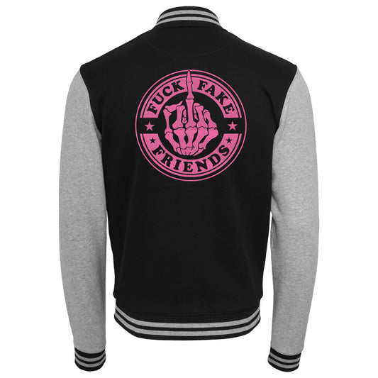 Collage Jacke - Fuck Fake Friends - Neon Rosa Glitter