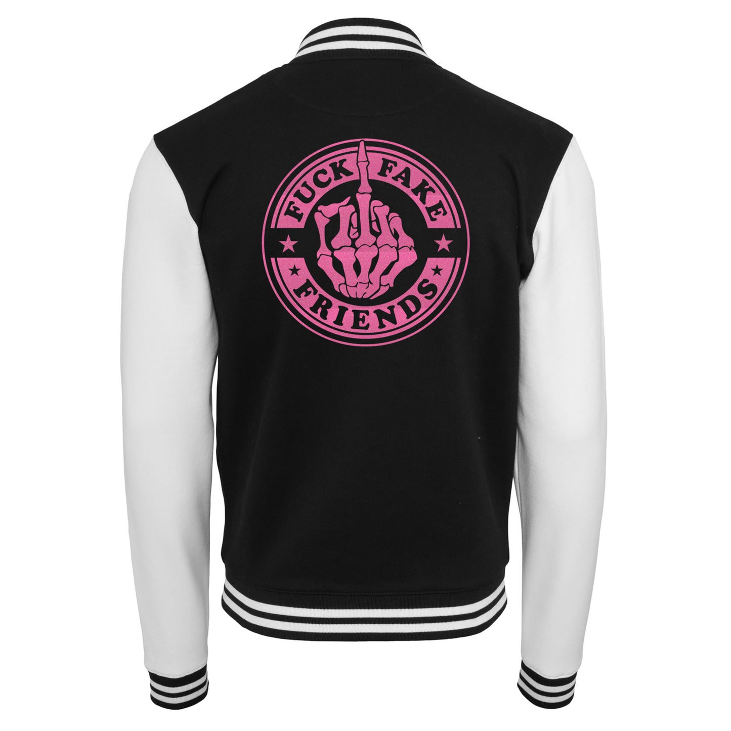 Collage Jacke - Fuck Fake Friends - Neon Rosa Glitter