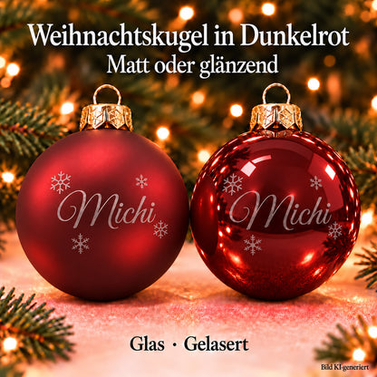 Personalisierte Weihnachtskugel aus Glas mit Wunschtext | Lasergravur