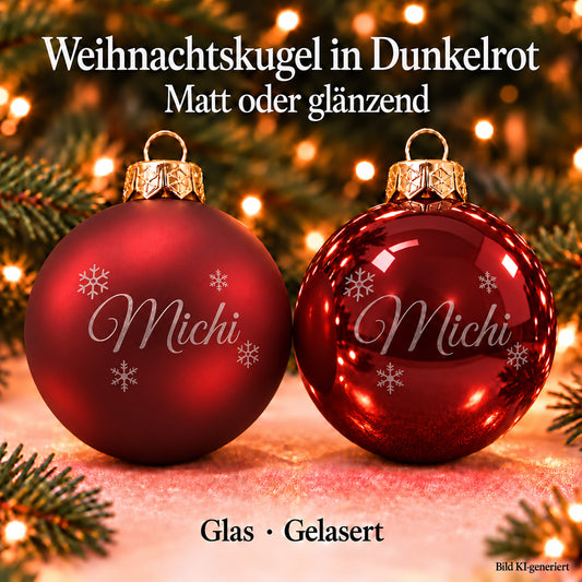 Personalisierte Weihnachtskugel aus Glas mit Wunschtext | Lasergravur