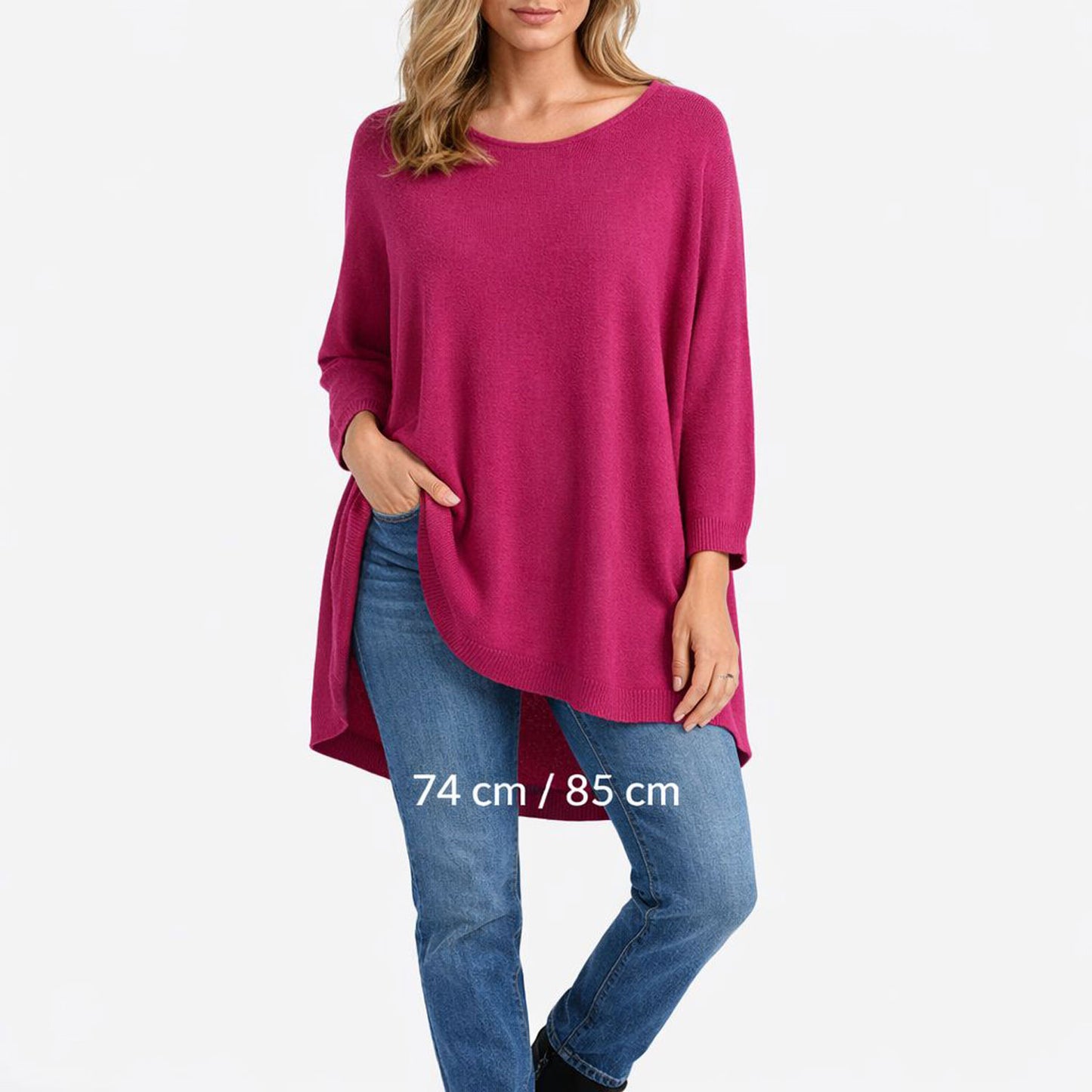 Longshirt Feinstrick Strick tragbar bis Größe 50 / 52