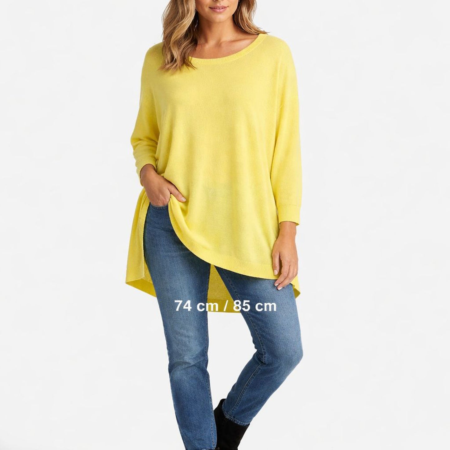 Longshirt Feinstrick Strick tragbar bis Größe 50 / 52